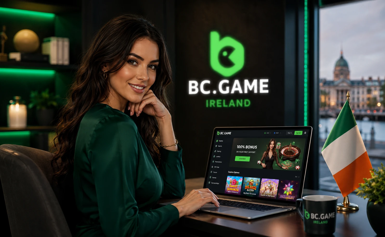 Irish players enjoying BC Game online casino with Ireland flag colours